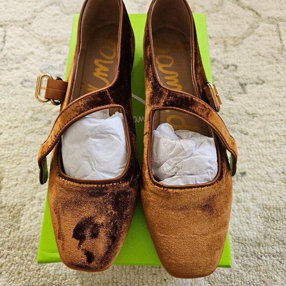 Sam Edelman Michaela Mary Jane Camel Velvet Size 7 - Picture 1 of 3